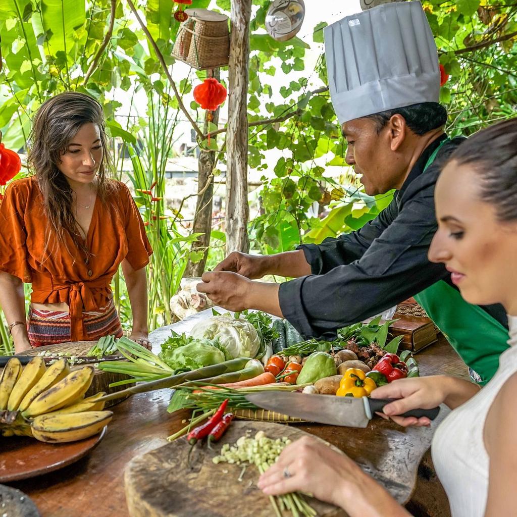 Preparing fresh ingredients during a cooking experience